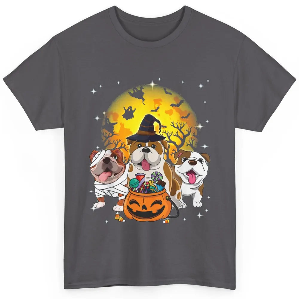 English Bulldog Witch Dog Ghosts Halloween Trick or Treat Classic Unisex T-Shirt