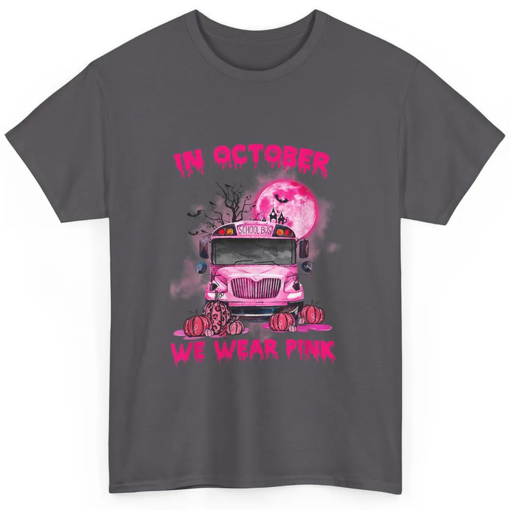 School Bus Driver Wear Pink Ribbon Breast Cancer Awareness Classic Unisex T-Shirt