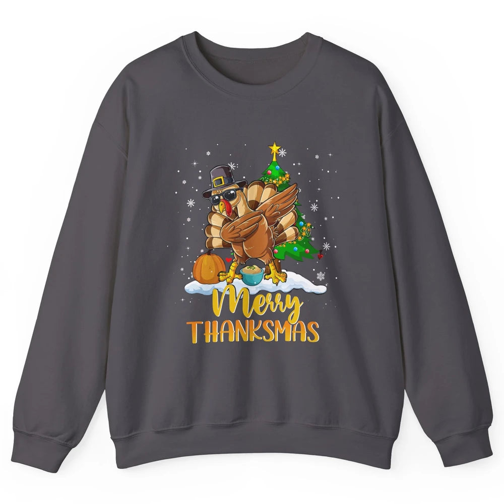 Funny Turkey Merry Thanksmas Christmas Thanksgiving Gift Unisex Crewneck Sweatshirt