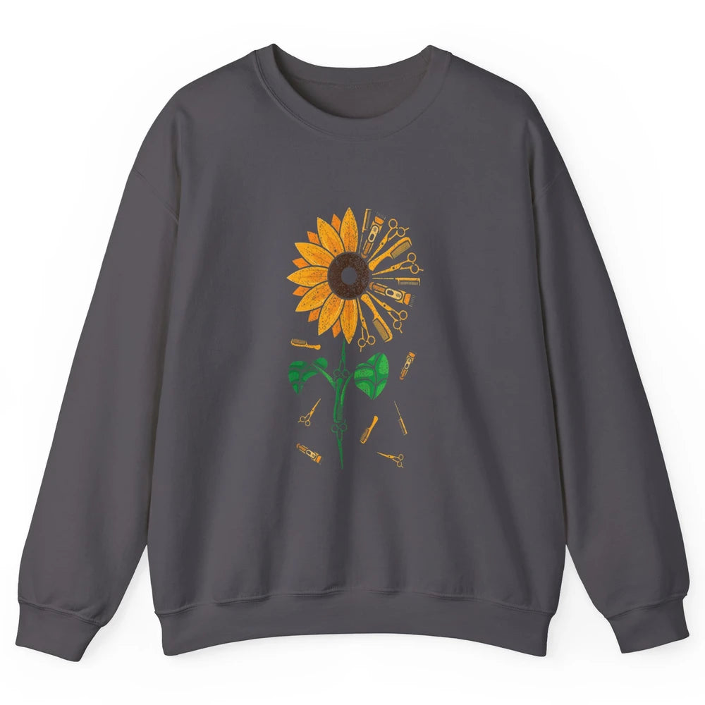 Barber Tool Sunflower Style Hairstylist Hairdresser Vintage Unisex Crewneck Sweatshirt