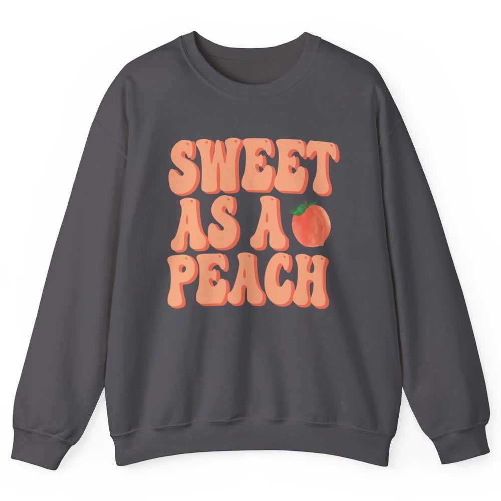 Sweet As A Peach Retro 70s Peachy Summer Fruit Peach Lovers Unisex Crewneck Sweatshirt