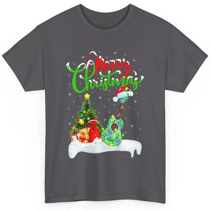 Merry Christmas Funny Ukulele Xmas Lights Santa Hat Music Classic Unisex T-Shirt