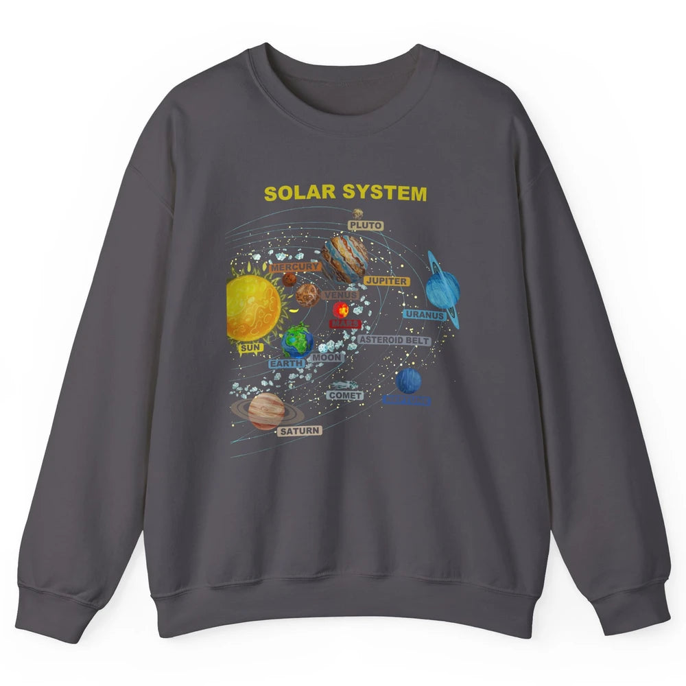 Solar System Graphic Planets Space Education Astronaut Gift Unisex Crewneck Sweatshirt