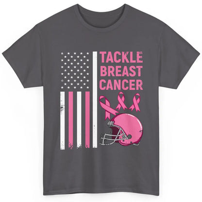 Tackle Breast Cancer US Flag Football Helmet Pink Ribbon Classic Unisex T-Shirt