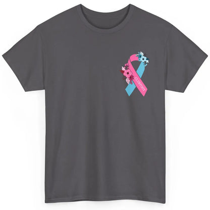 Clubfoot Awareness Support Pink Blue Ribbon Pocket Size Classic Unisex T-Shirt