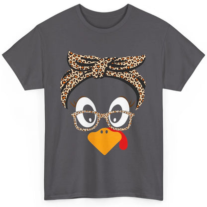 Cute Turkey Mom Leopard Glasses Thanksgiving Fall Turkey Day Classic Unisex T-Shirt