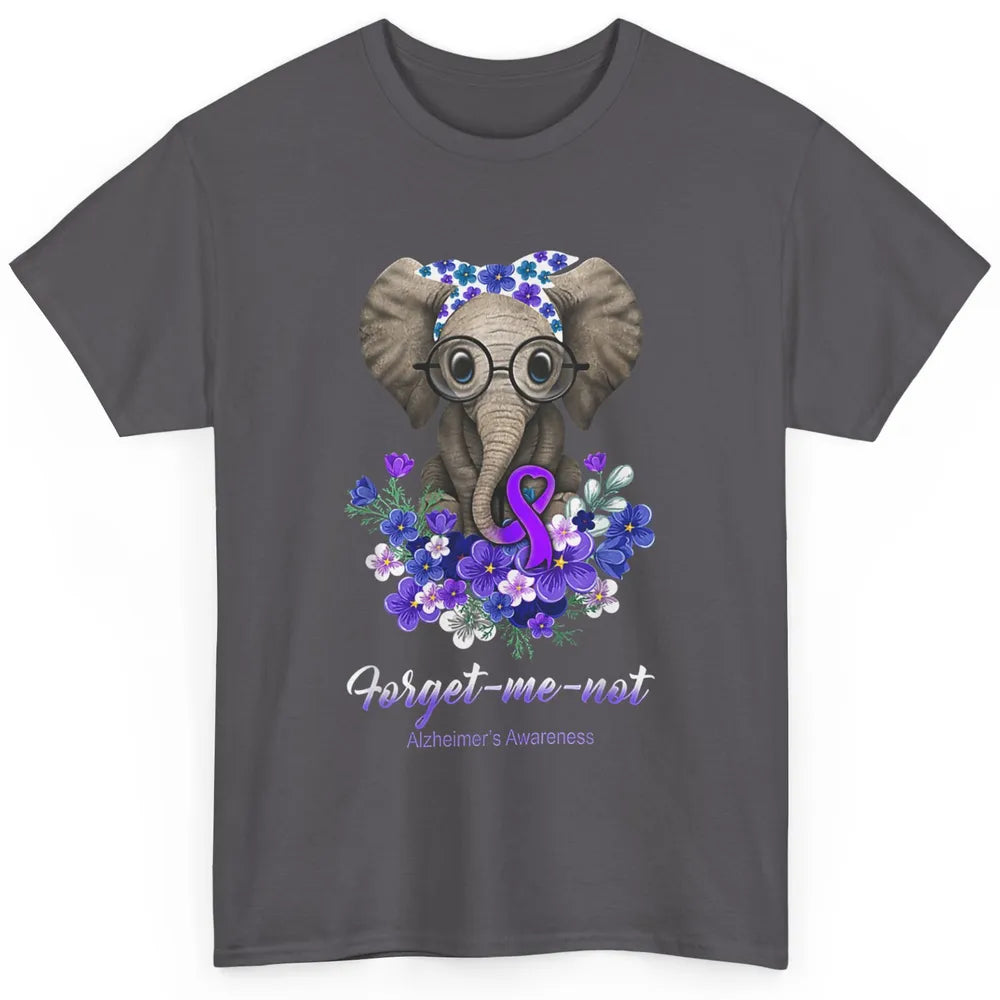 Forget Me Not Elephant Flowers Alzheimer Brain Awareness Classic Unisex T-Shirt