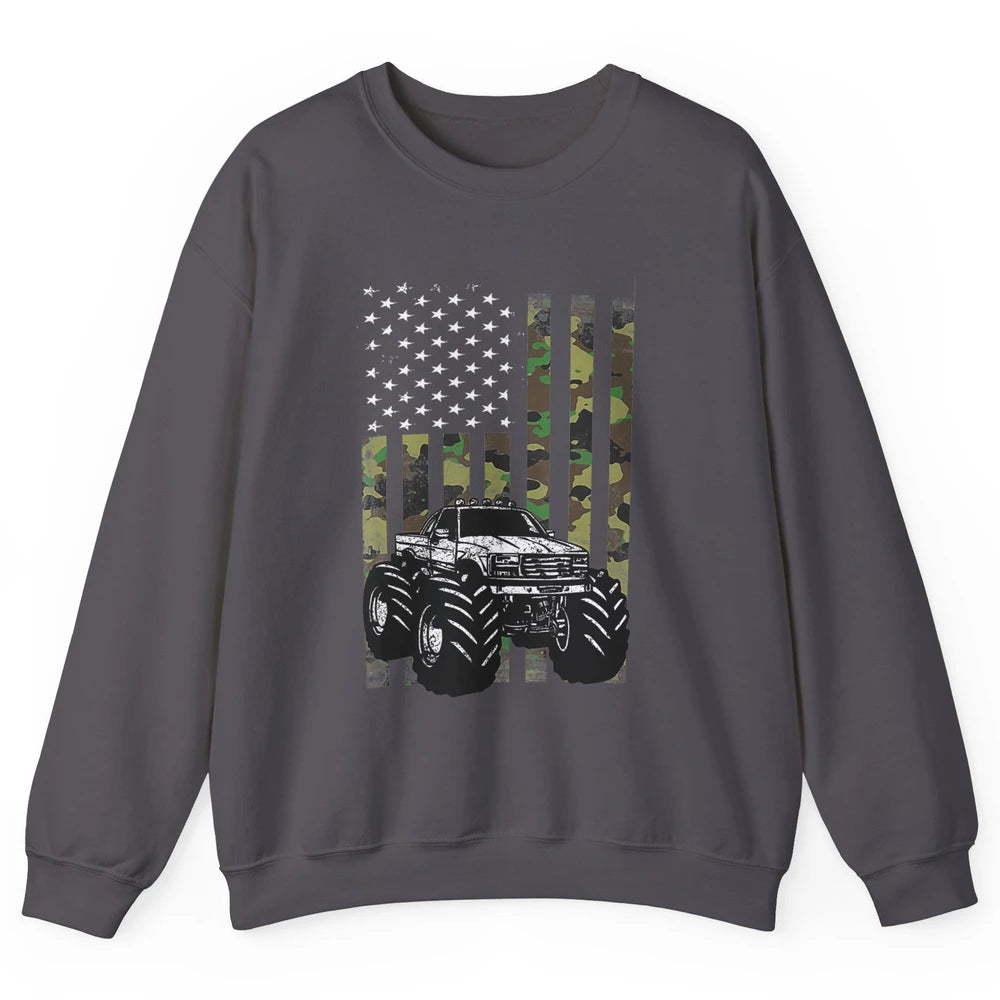 Truck Camo Flag Mud Ride Retro UTV SXS Racer Four Wheeler Unisex Crewneck Sweatshirt