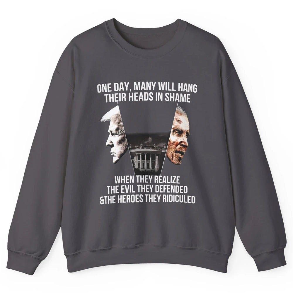 Trump Biden One Day Many Hang Their Head In Shame US Politic Unisex Crewneck Sweatshirt