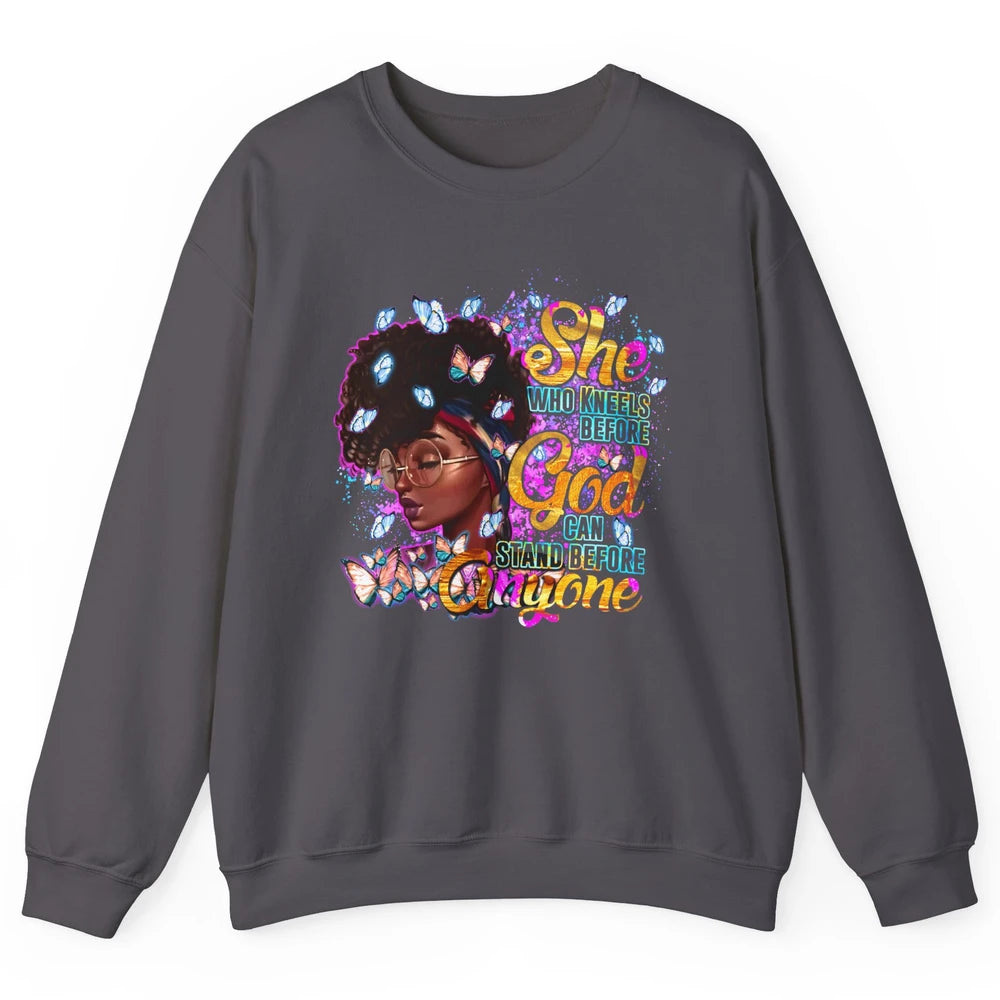 Black Girl She Who Kneels Before God Christian Afro Women Unisex Crewneck Sweatshirt