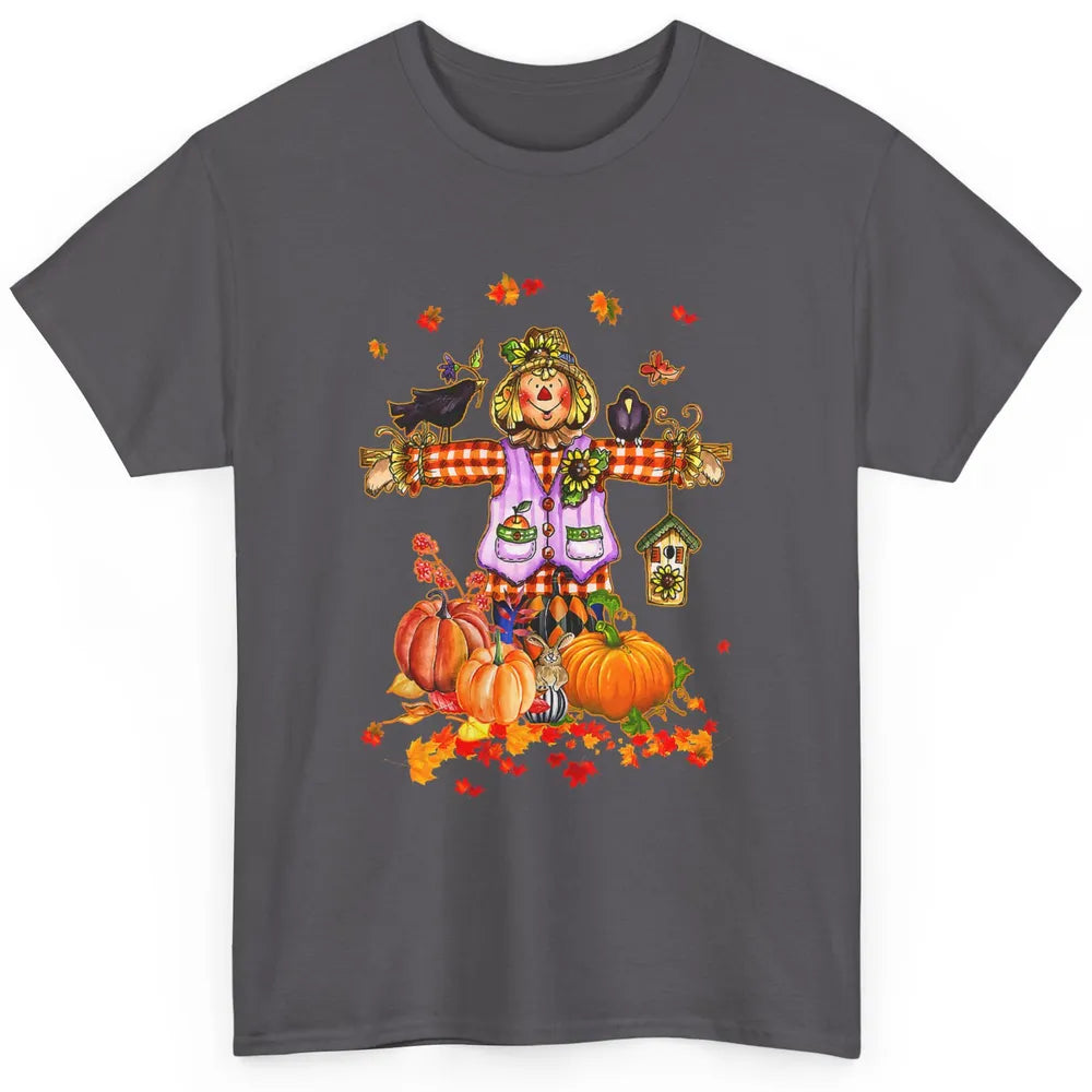 Scarecrow Autumn Hello Fall Pumpkin Thanksgiving Halloween Classic Unisex T-Shirt