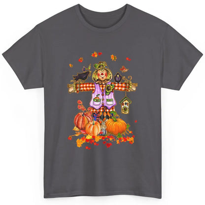 Scarecrow Autumn Hello Fall Pumpkin Thanksgiving Halloween Classic Unisex T-Shirt