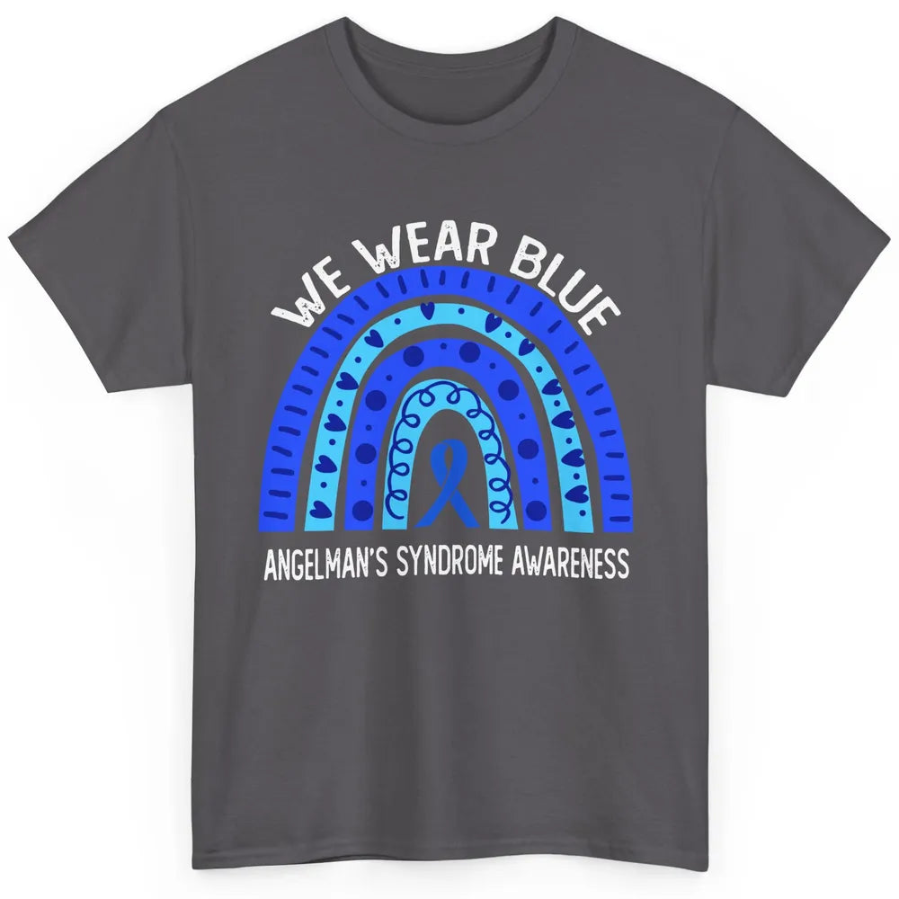 We Wear Blue For Angelman's Syndrome Blue Ribbon Rainbow Classic Unisex T-Shirt