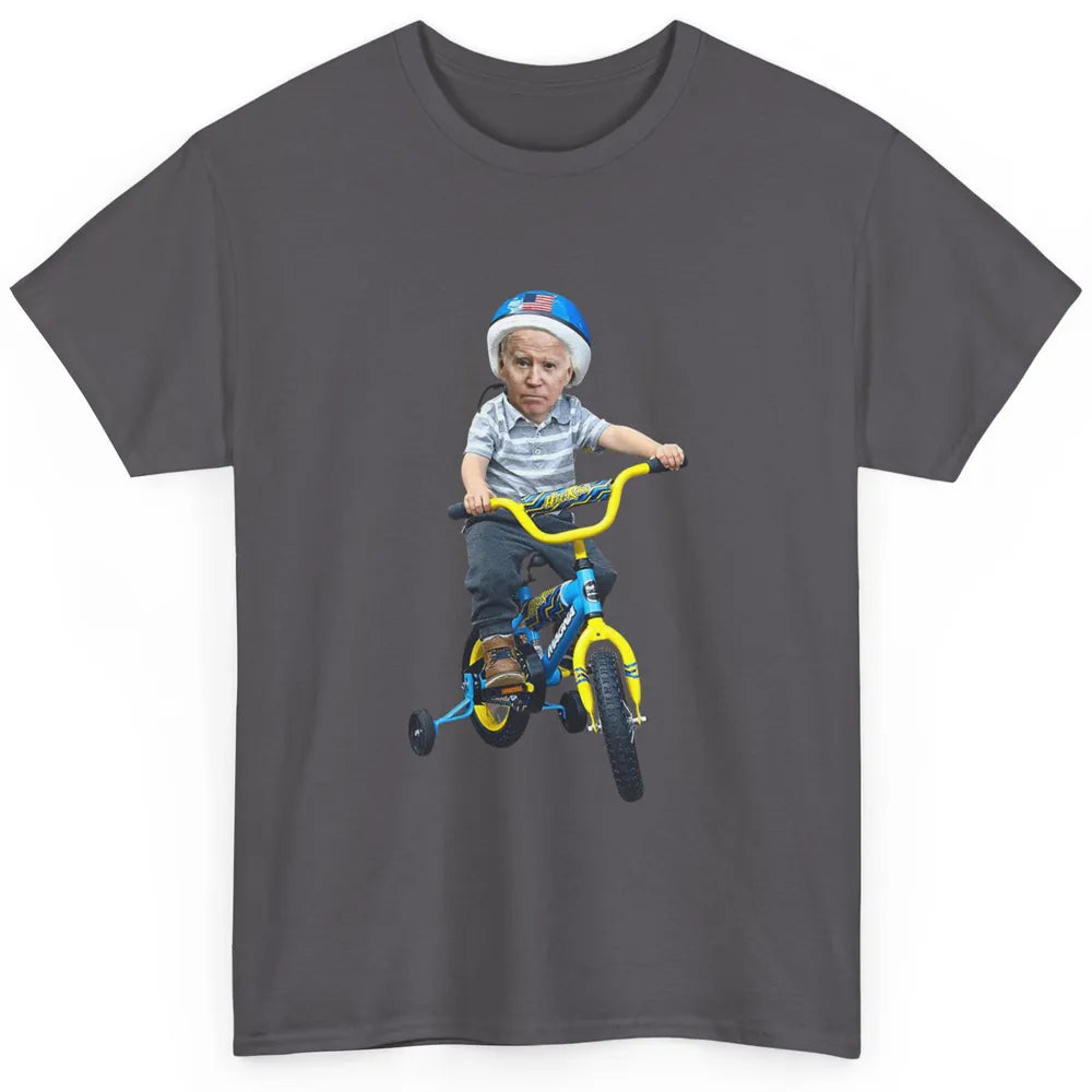 Baby Joe Biden Riding Tricycle Funny Bike Fall Meme Pun Vote Classic Unisex T-Shirt