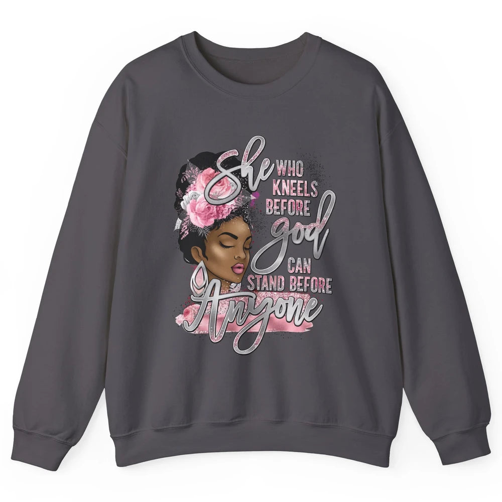 Black Girl She Who Kneels Before God Christian Afro Women Unisex Crewneck Sweatshirt