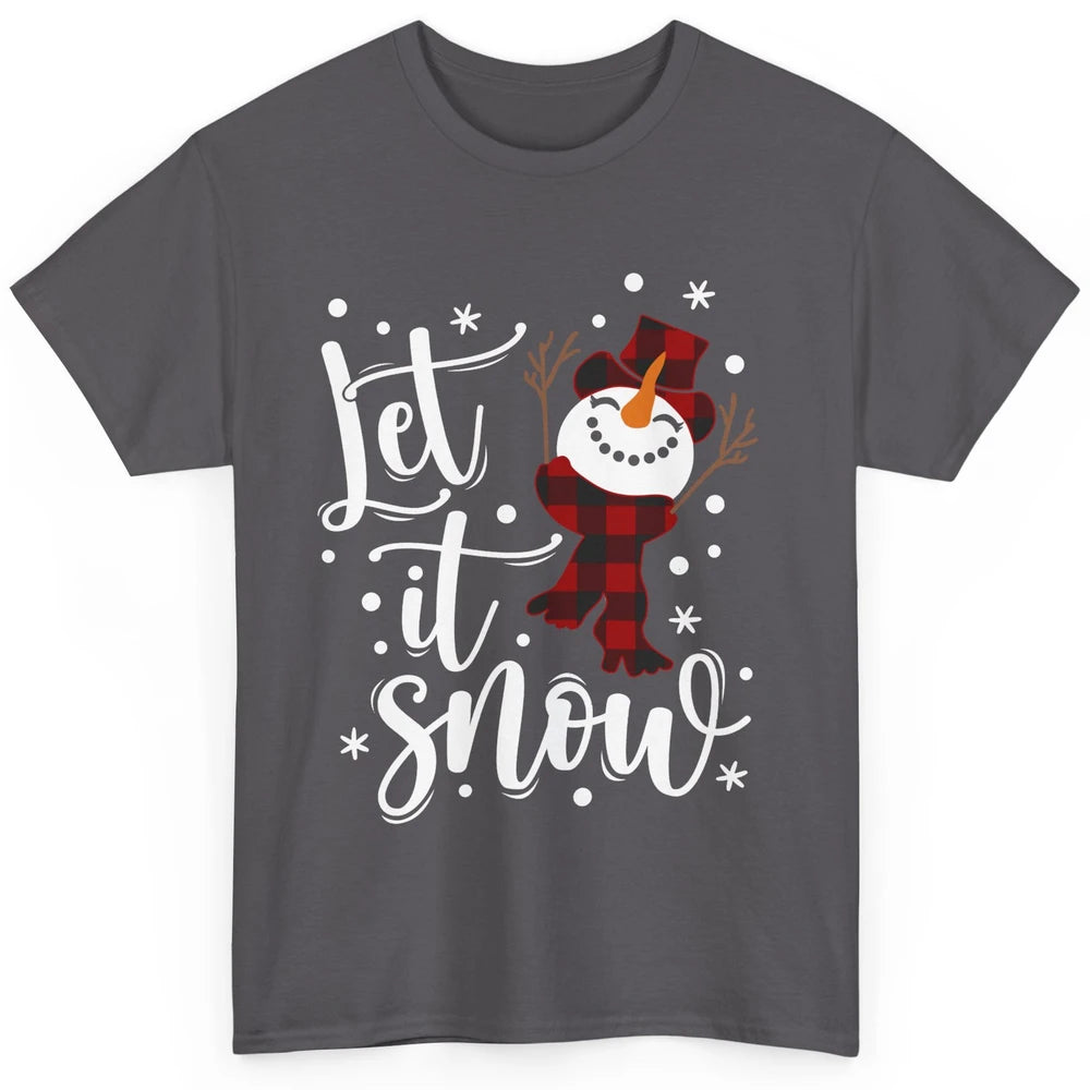 Funny Snowman Let It Snow Snowflakes Merry Christmas Classic Unisex T-Shirt