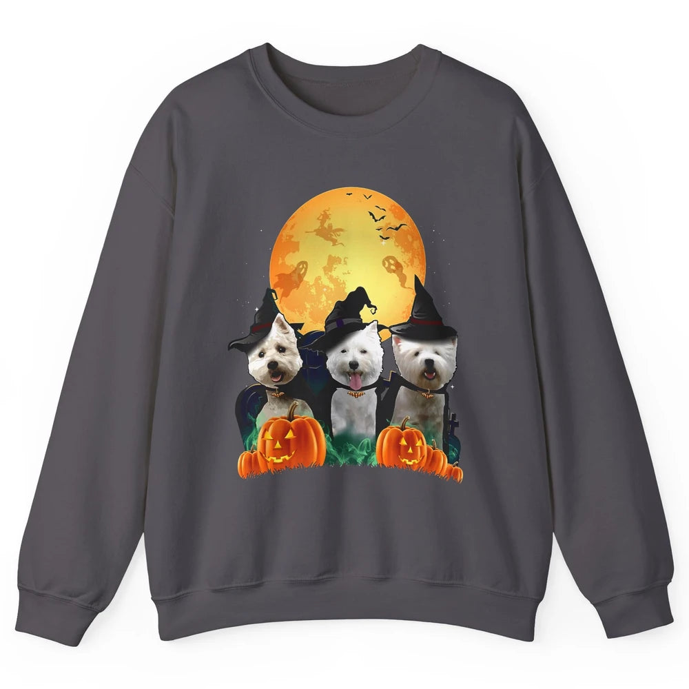 Westie Witch Pumpkin Jack-o-lantern Halloween Dog Mom Gift Unisex Crewneck Sweatshirt