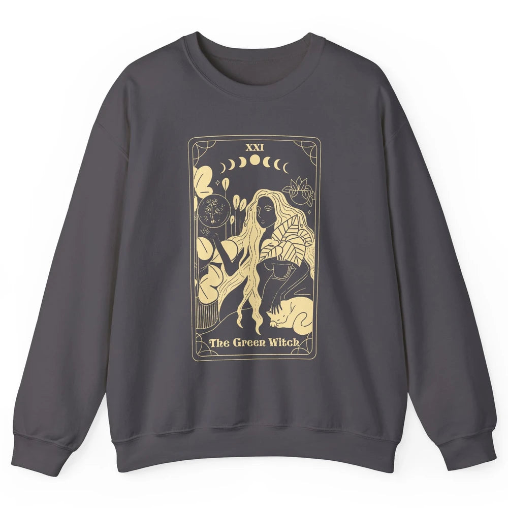 The Green Witch Gardener Tarot Card Halloween Gardening Gift Unisex Crewneck Sweatshirt