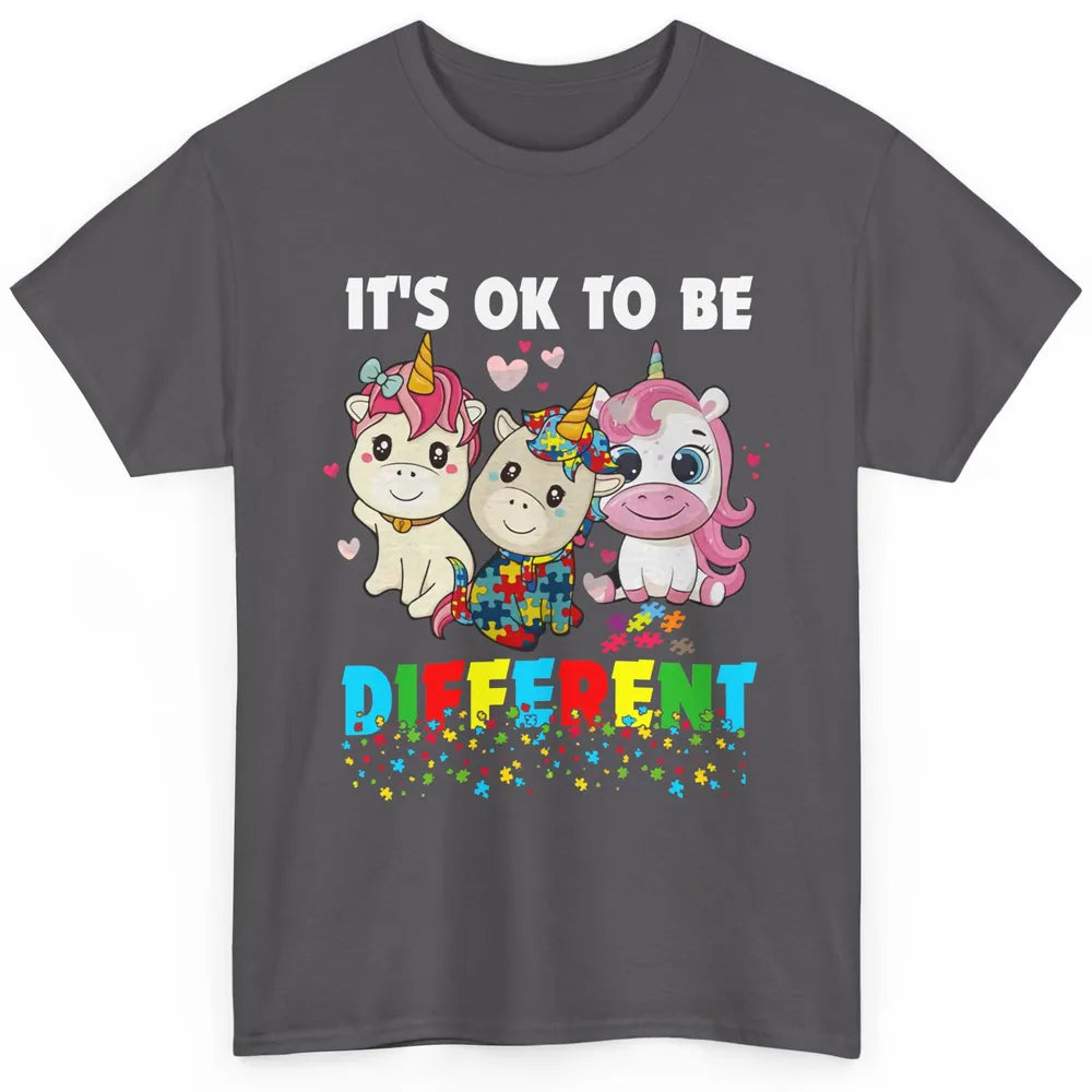 Autism Awareness Puzzles Baby Unicorn Okay To Be Different Classic Unisex T-Shirt