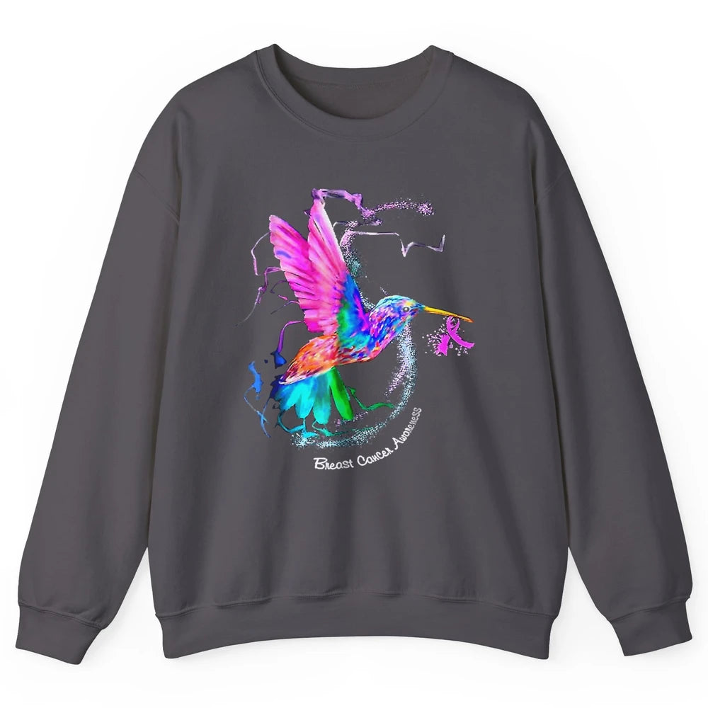 Breast Cancer Awareness Hummingbird Sunflower Pink Ribbon Unisex Crewneck Sweatshirt