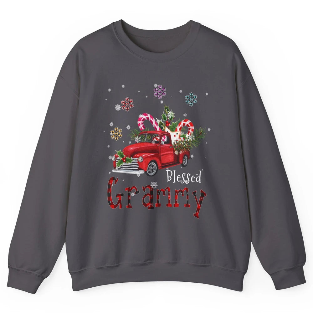 Merry Christmas Blessed Grammy Red Truck Xmas Grandma Retro Unisex Crewneck Sweatshirt