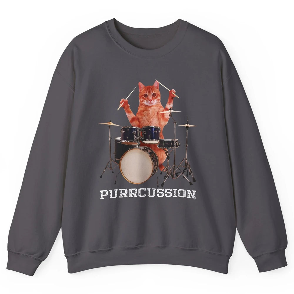 Cat Drummer Purrcussion I Destroy Silence Percussionist Drum Unisex Crewneck Sweatshirt