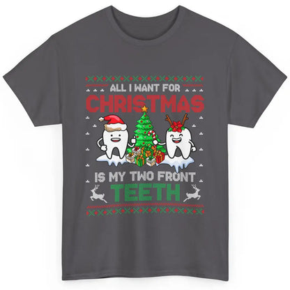 Merry Christmas Funny Two Teeth Dentist Xmas Tree Santa Ugly Classic Unisex T-Shirt