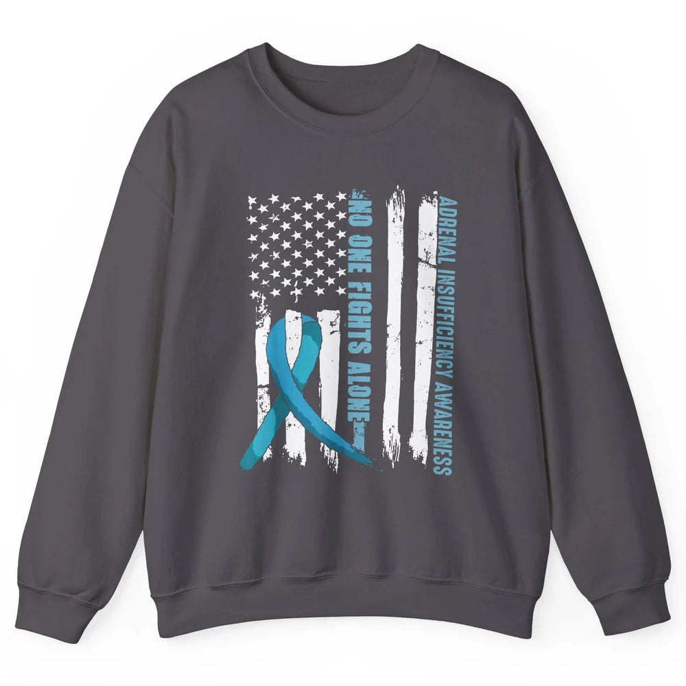 Adrenal Insufficiency Awareness No One Fight Alone US Flag Unisex Crewneck Sweatshirt