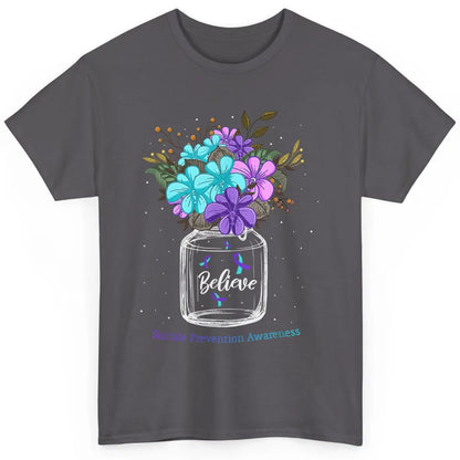 Cute Believe Flower Ribbon Support Suicide Prevention Month Classic Unisex T-Shirt