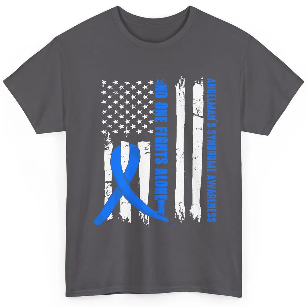 US Flag Angelman's Syndrome Blue Ribbon No One Fight Alone Classic Unisex T-Shirt