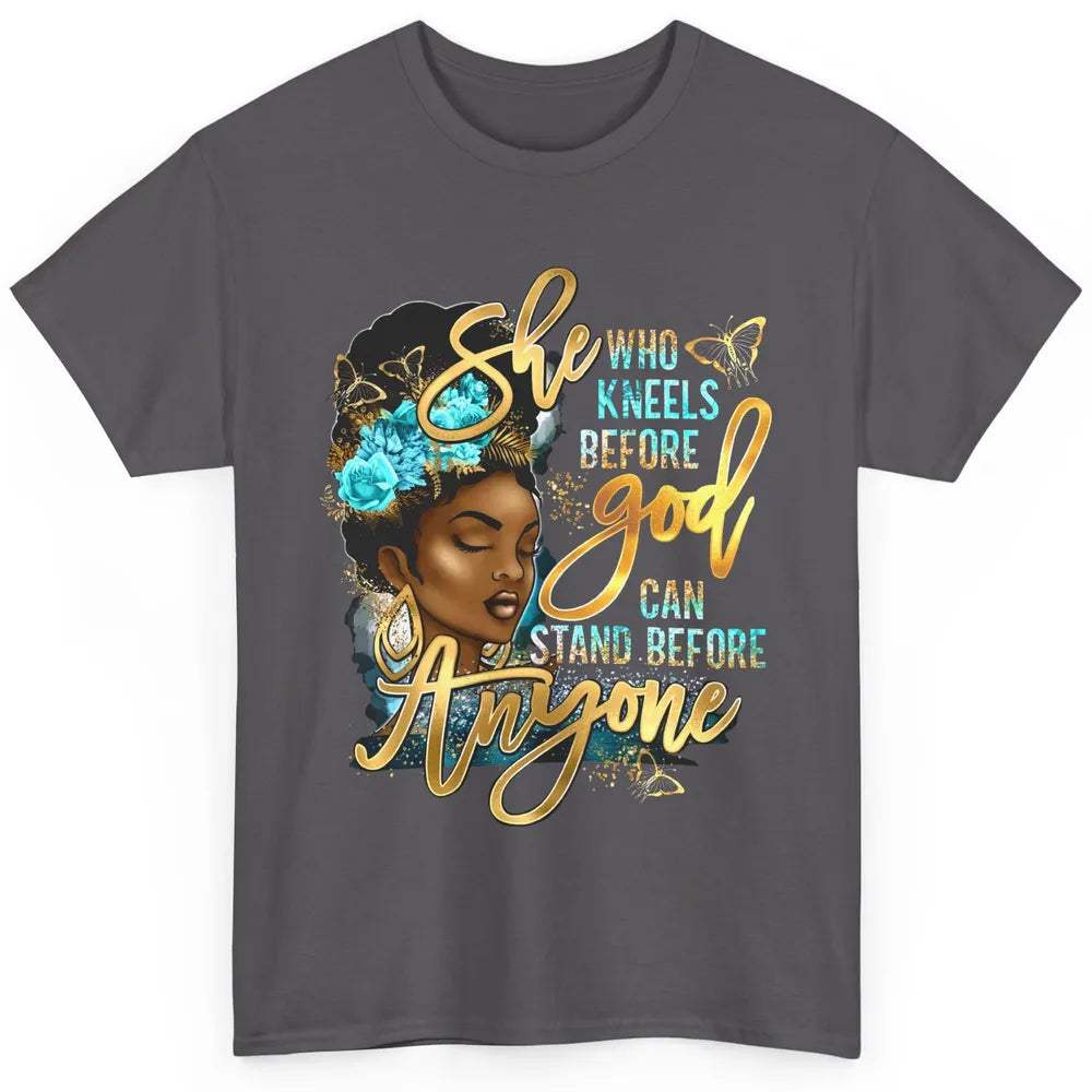 Black Girl She Who Kneels Before God Christian Afro Women Classic Unisex T-Shirt