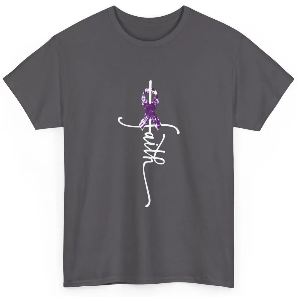 Faith Overdose Awareness Cross Purple Ribbon Tie Dye Warrior Classic Unisex T-Shirt