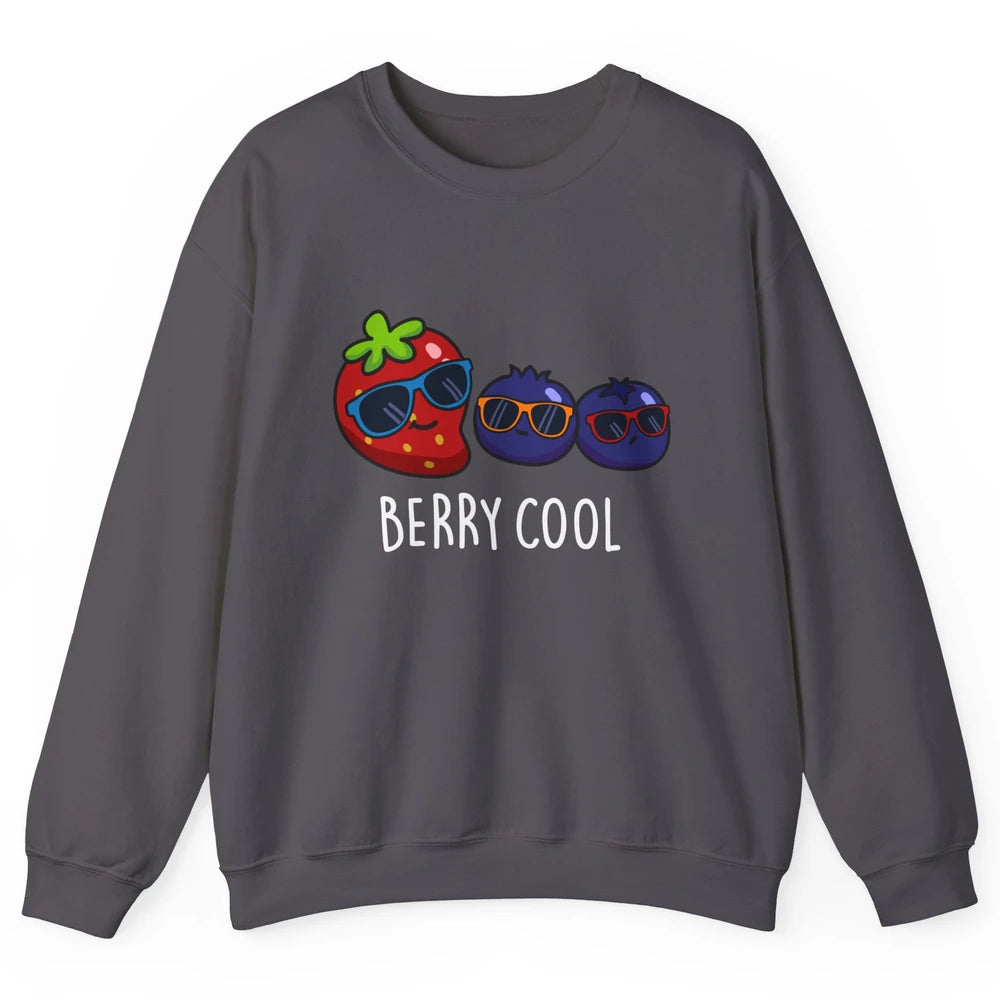 Berry Cool Funny Strawberry Pun Best Friend Summer Retro Unisex Crewneck Sweatshirt