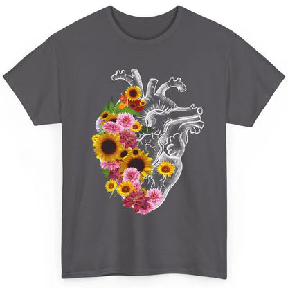 Floral Cardiology Anatomical Heart Doctor Medical Botany Classic Unisex T-Shirt