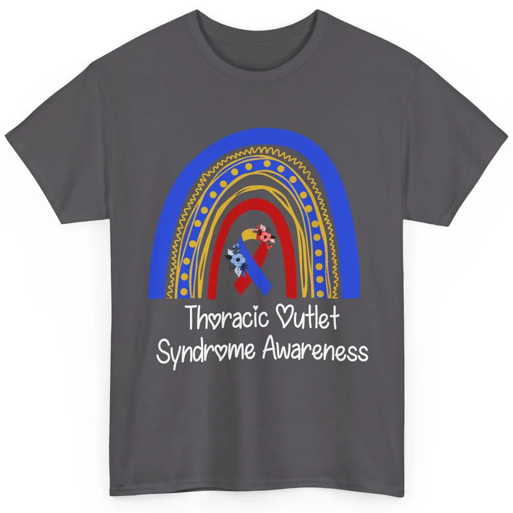 Thoracic Outlet Syndrome Awareness Floral Blue Red Rainbow Classic Unisex T-Shirt