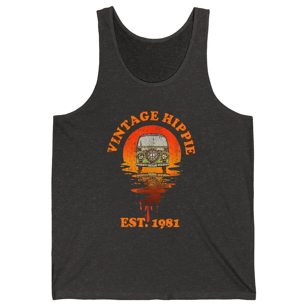 Vintage Hippie 1981 40th Birthday Hippie Van Peace Lovers Unisex Jersey Tank