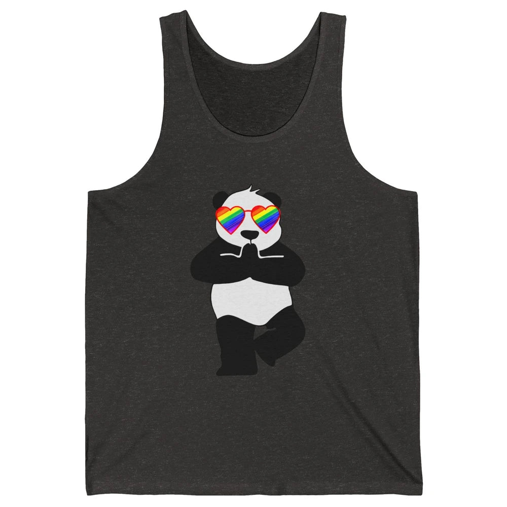 Yoga Panda LGBT Gay Pride Month Rainbow Sunglasses Love Unisex Jersey Tank