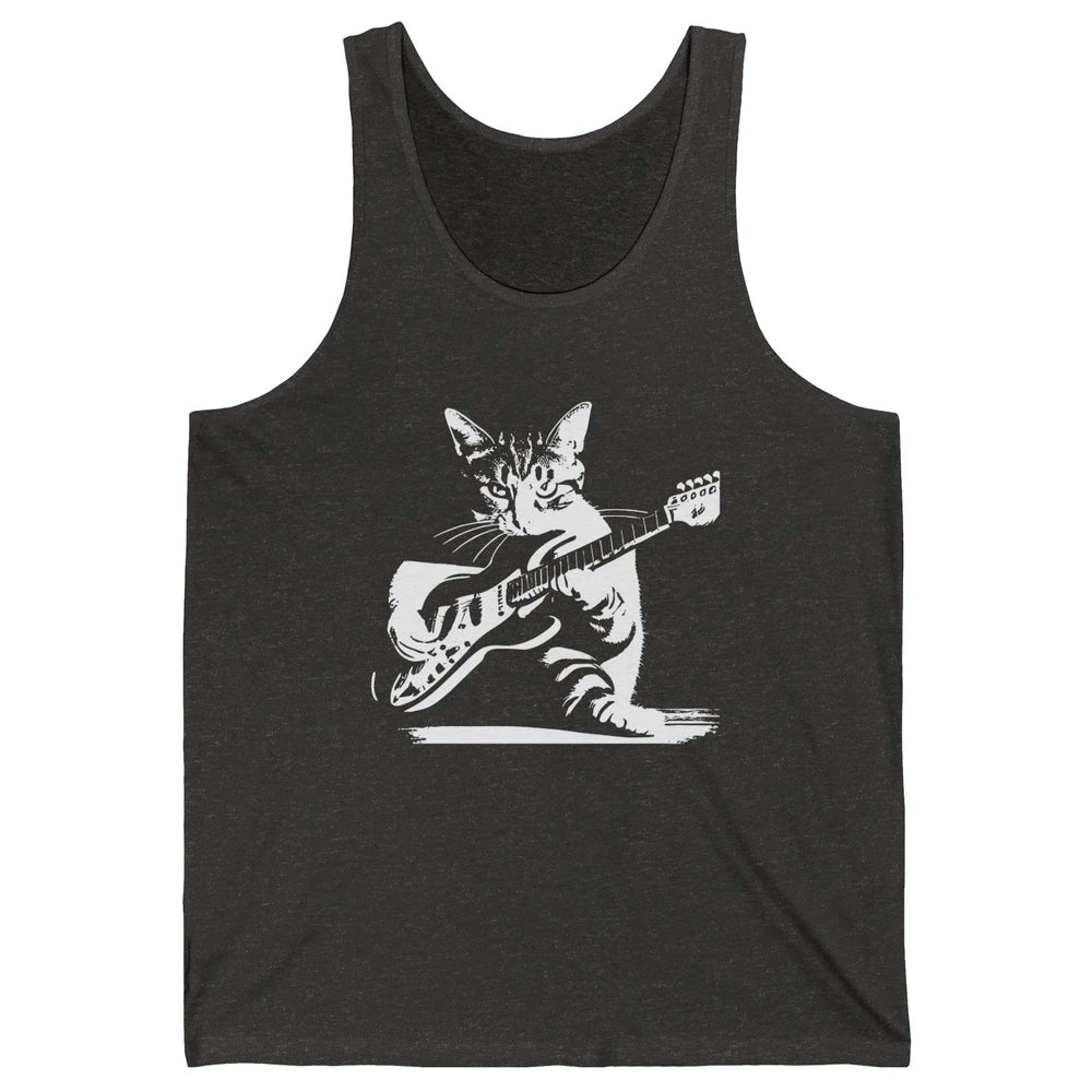 Cat Playing Guitar Funny Cat Guitar Kitty Cat Lovers Gift Unisex Jersey Tank