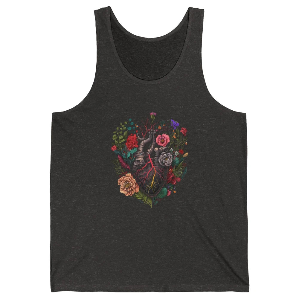 Anatomical Heart Show Your Love Anatomy Cardiologist Floral Unisex Jersey Tank