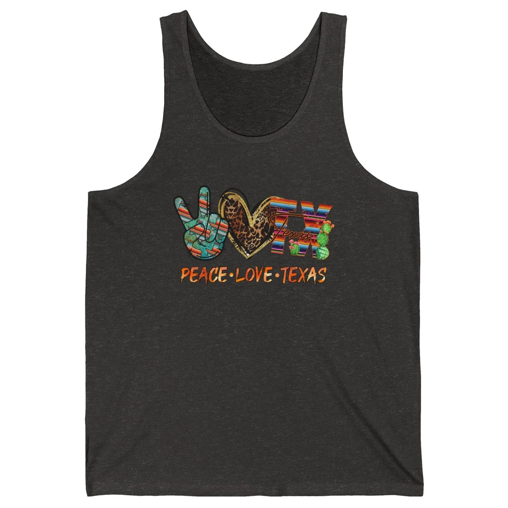 Retro Peace Love Texas Leopard Western Country Desert Cactus Unisex Jersey Tank