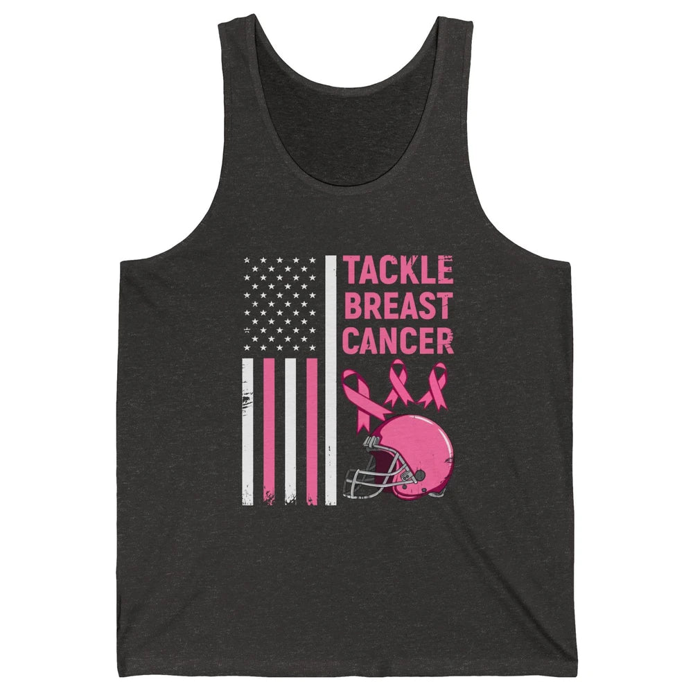 Tackle Breast Cancer US Flag Football Helmet Pink Ribbon Unisex Jersey Tank