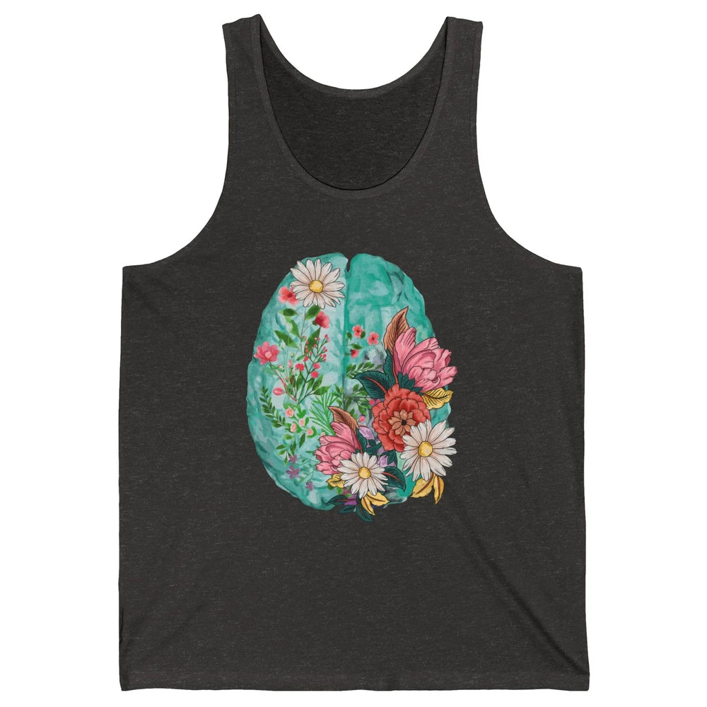 Wildflower Brain End The Stigma Floral Mental Health Matters Unisex Jersey Tank