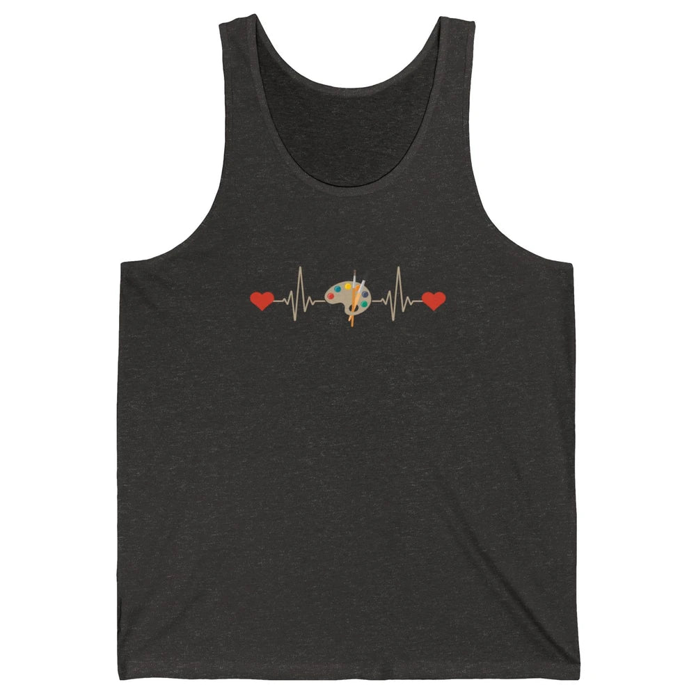 Art Paint Palette Brush Heartbeat Painter Artist Retro Paint Unisex Jersey Tank