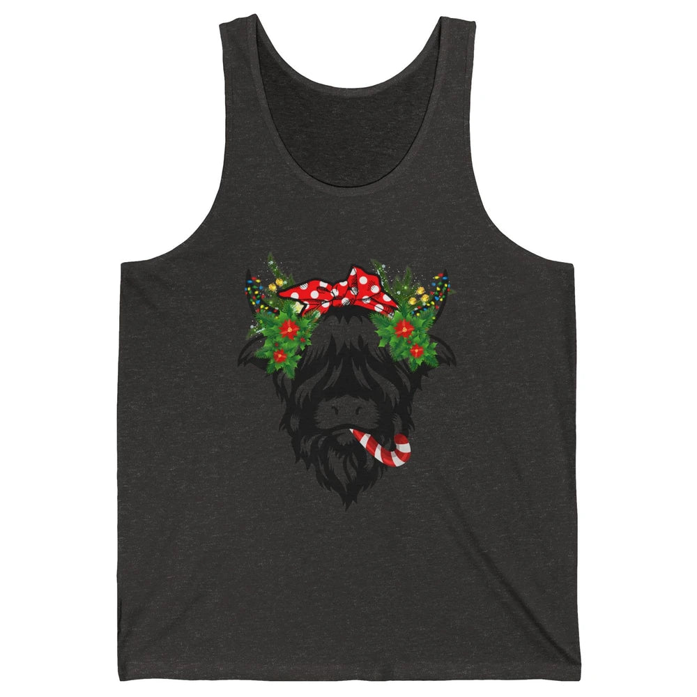 Highland Cow Funny Christmas Tree Xmas Farming Farm Animal Unisex Jersey Tank