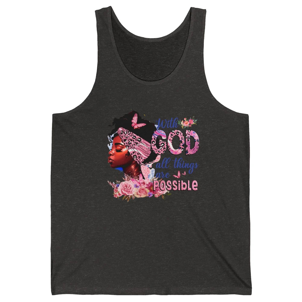 Afro Woman With God All Things Are Possible Bible Religious Unisex Jersey Tank