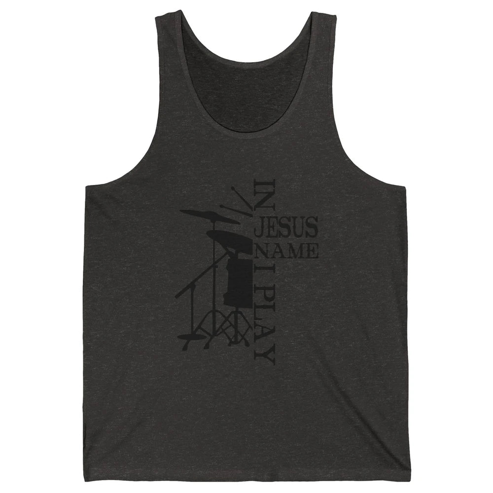 Vintage Drums In Jesus Name I Play Drumming Lovers Drummers Unisex Jersey Tank