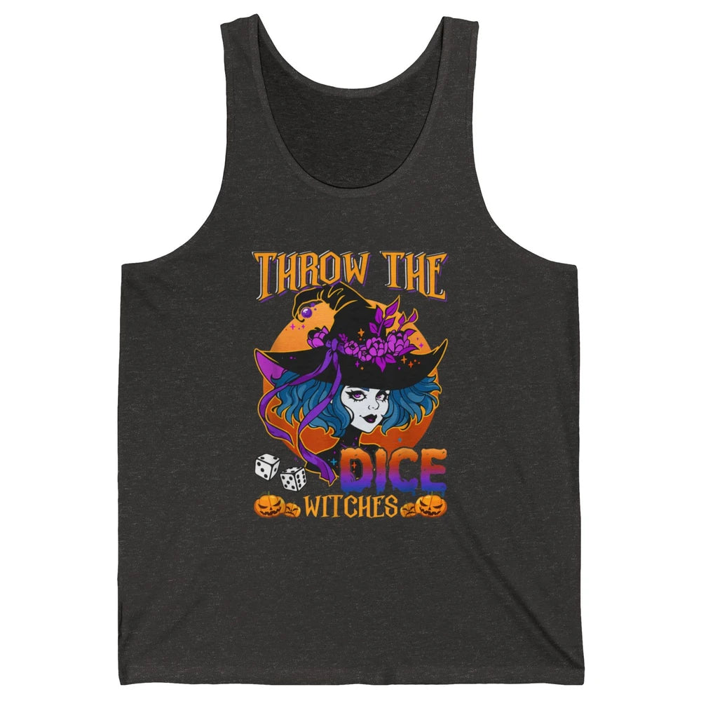 Retro Throw The Dice Witches Bunco Halloween Pumpkin Gothic Unisex Jersey Tank