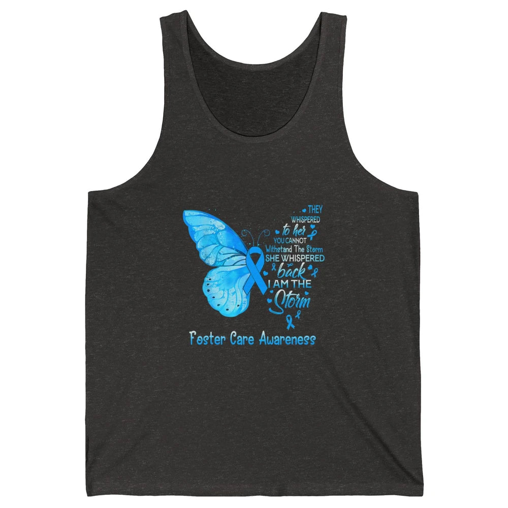 Butterfly Storm Warrior Foster Care Awareness Blue Ribbon Unisex Jersey Tank