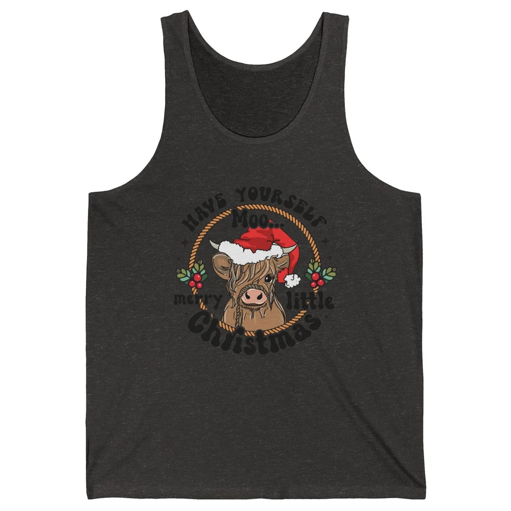 Have Yourself Merry Little Christmas Cow Santa Hat Xmas Gift Unisex Jersey Tank