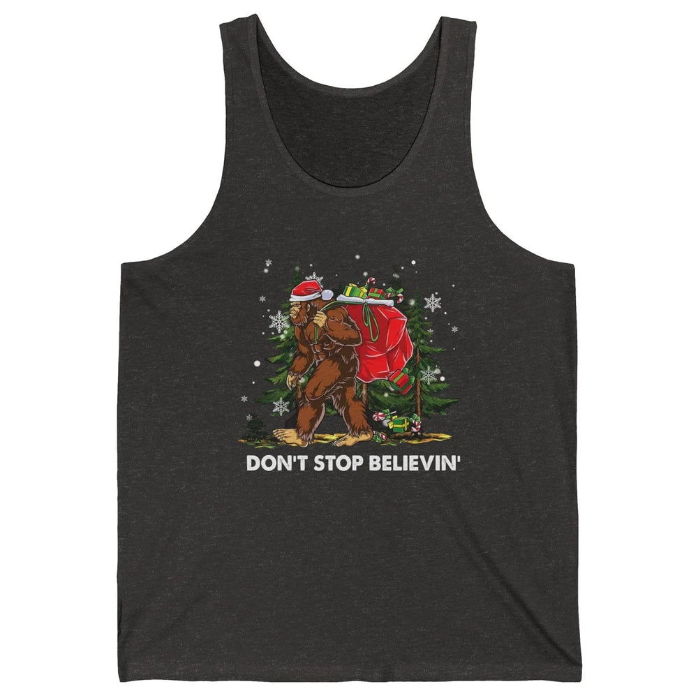 Funny Santa Bigfoot Don’t Stop Believing Christmas Tree Gift Unisex Jersey Tank